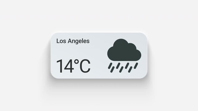 Digital Weather Widget UI Displaying Rainy Conditions and Temperature in Los Angeles