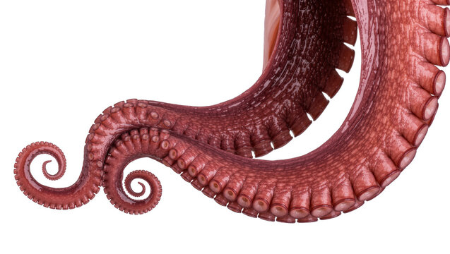Detailed octopus tentacles with suckers, isolated on transparent background