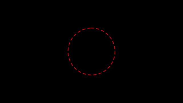 Red Dashed Oval Frame and Highlight Circle Graphic Isolated on black Background