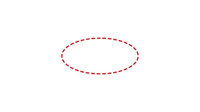 Red Dashed Oval Frame and Highlight Circle Graphic Isolated on White Background
