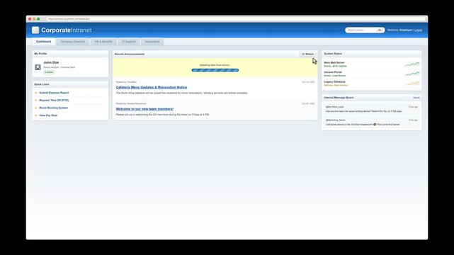 Corporate Intranet Dashboard Interface Animation