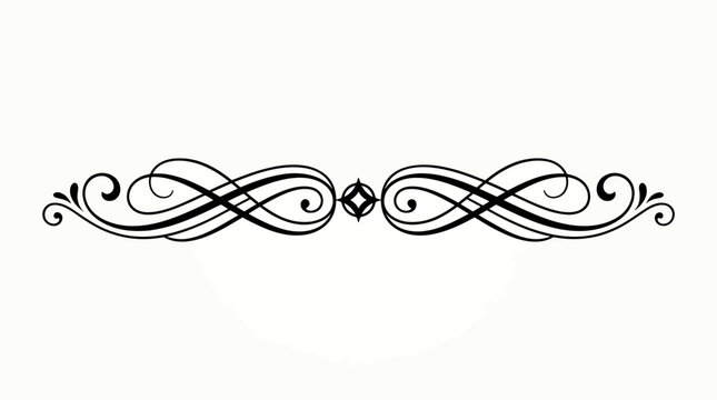 Elegant vintage floral swirl divider with intricate calligraphy lines for classic decorative design and elegant border accents