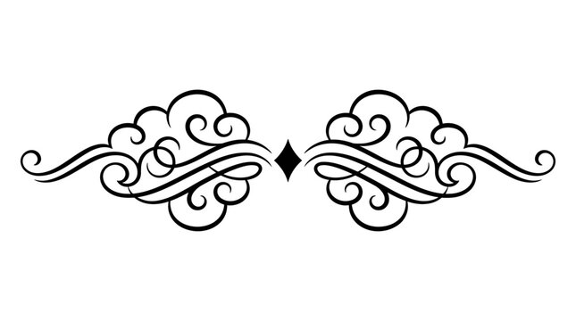 Elegant Ornamental Flourish Divider with Symmetrical Swirls and Decorative Elements for Classic Typography and Sophisticated Editorial Design
