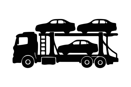 car carier  icon vector transportation silhouette mono color isolated tranparent background