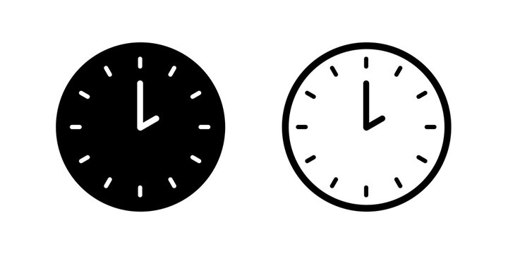 Time clock icon set. Wall clock vector icon. Schedule timer sign for UI designs.