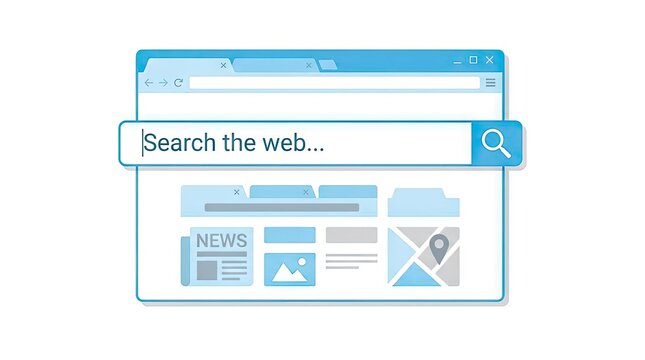 Web browser interface with search bar on white background