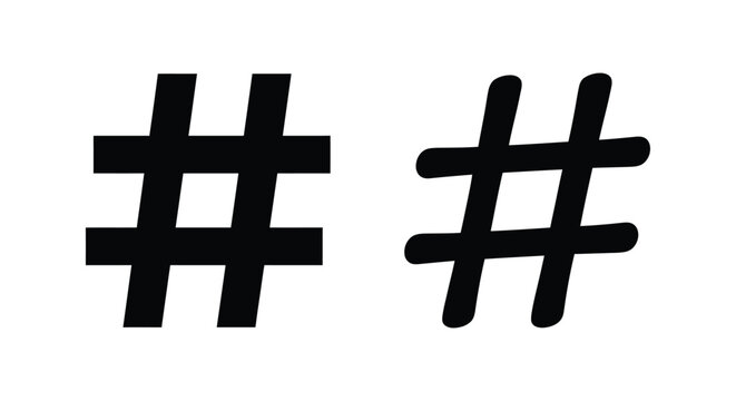 Two black hashtag symbols presented as a silhouette on a white background