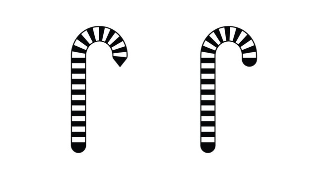 Two candy cane silhouettes against a white background striped confectionery design