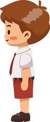 Obraz premium Cartoon School Boy in Uniform Side View Vector