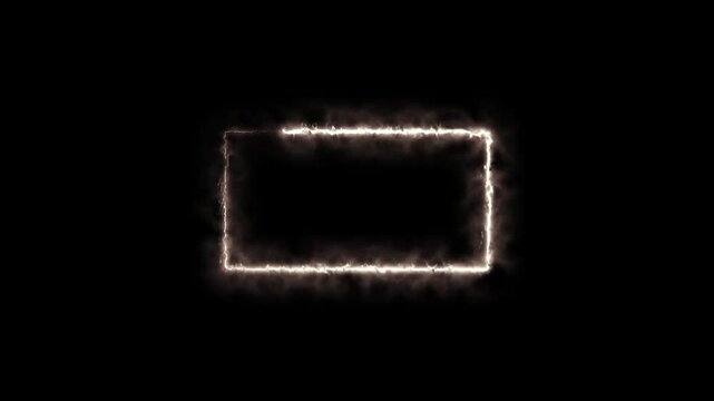 White neon frame animation.minimal light box effect, futuristic neon border loop. 4K video