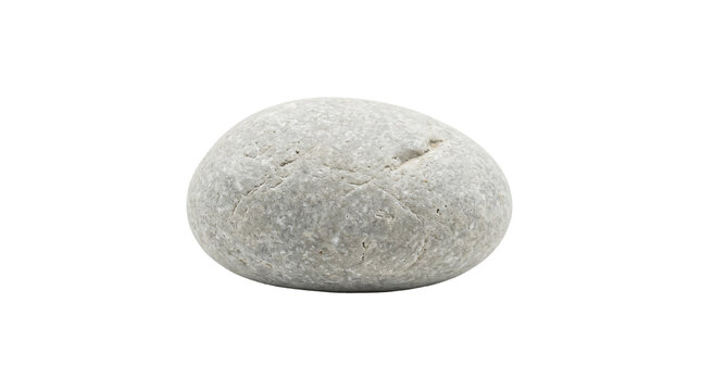 Smooth grey river stone with natural texture and weathered surface details captured in sharp high resolution focus on transparent background