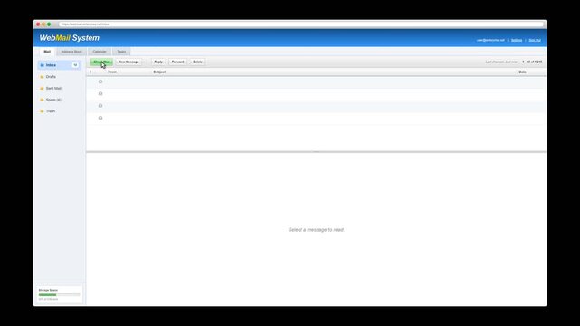 Professional webmail interface animation showing email communication and digital messaging workflow