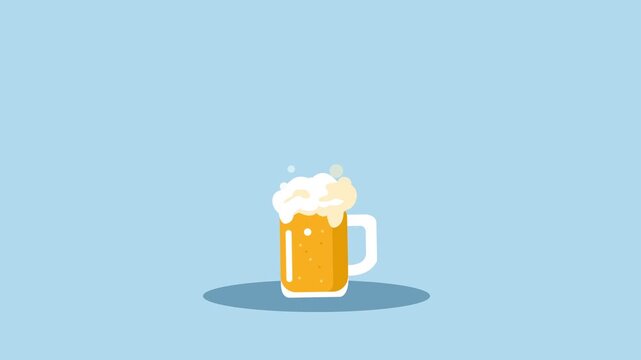 October fest beer mug animation icons on blue background