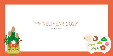 Fototapeta premium ひつじの新年背景イラスト