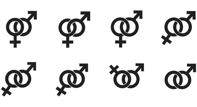 Gender symbol variations displayed as black vector icons on a white background