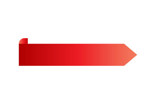 Red Directional Ribbon Arrow Header Banner Graphic PNG Isolated on Transparent Background