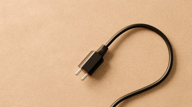 Black Electric Charging Cable Connector with Metal Prongs