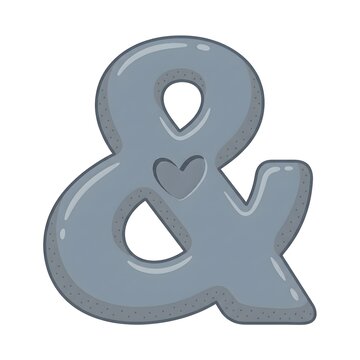 ute 3D Ampersand Symbol with Heart Detail Vector Illustration
