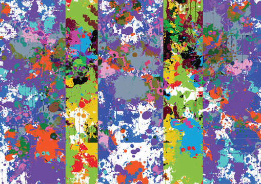 Abstract colorful paint splatter background with vibrant messy ink drops and splash patterns. illustration vector design background