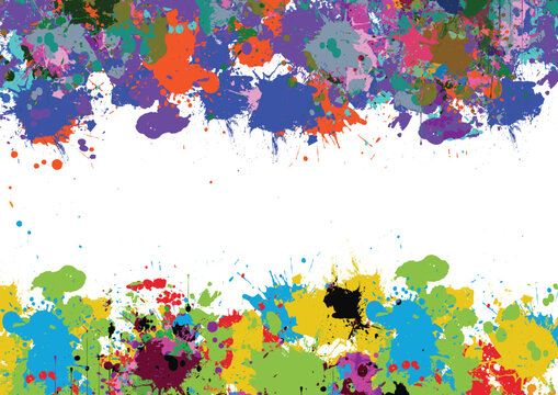 Abstract colorful paint splatter border background with empty copy space. illustration vector design background