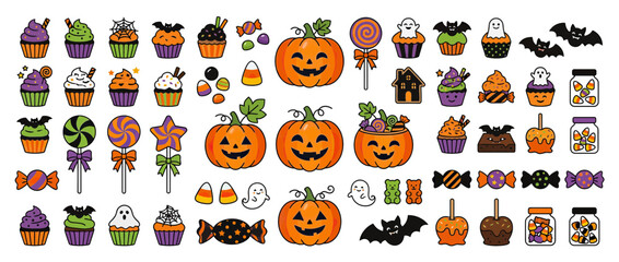 Fototapeta premium Halloween Pixel Art Icons Collection