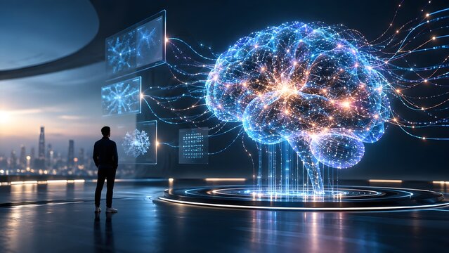 Futuristic Artificial Intelligence Neural Network Visualization