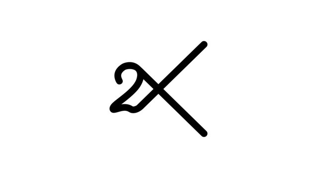 2x sign, black vector silhouette on an isolated background