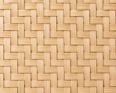 Close‑up Woven Bamboo Herringbone Mat Texture