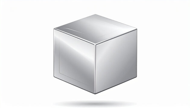 Silver Cube 3D Render for Design and Illustration