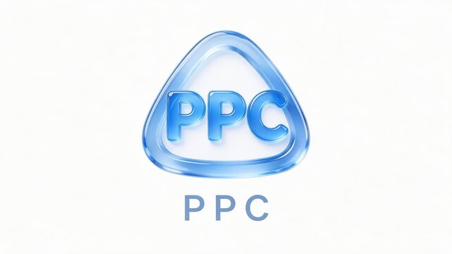 Translucent Blue 3D Ppc Marketing Icon Isolated on White Background