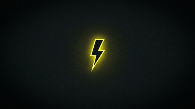 Abstract Glowing Yellow Lightning Bolt Silhouette Icon Isolated On A Dark Background For Energy And Power Concepts