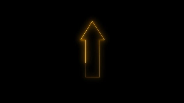 Abstract Glowing neon arrow on black background Arrow indicating the direction to the next page