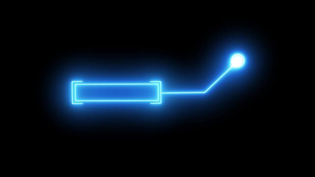 Neon hud call out lower third for tech interface on black background, tech lower third concept