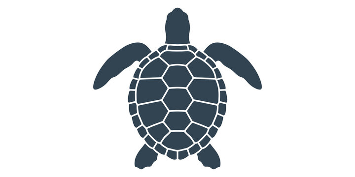 Solid blue sea turtle with silver shell details for marine animal design.