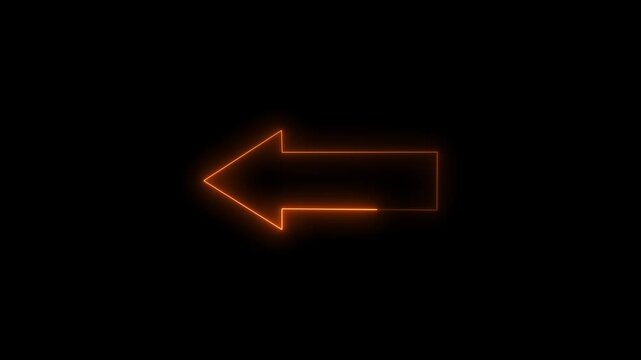 Abstract Glowing neon arrow on black background Arrow indicating the direction to the next page