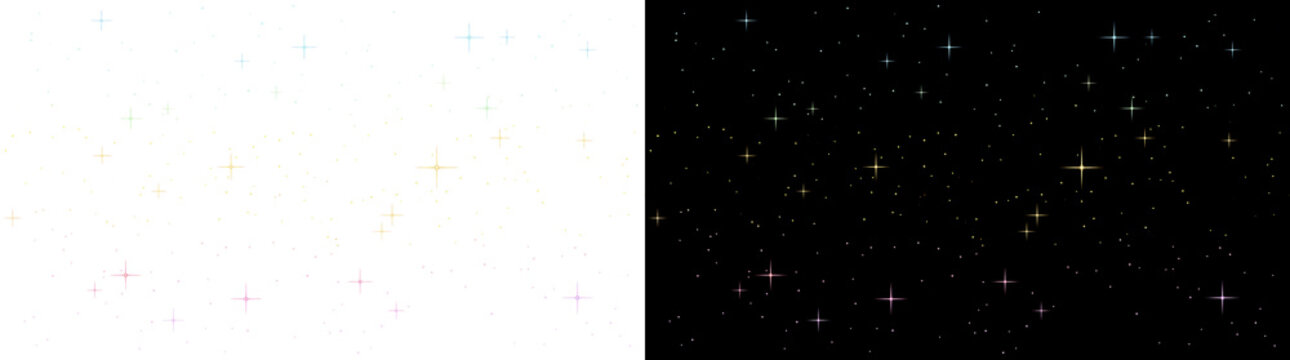 Enchanting night sky filled with colorful scattered stars and tiny dots great for cosmic design work with PNG, Transparent and Black Background Versions