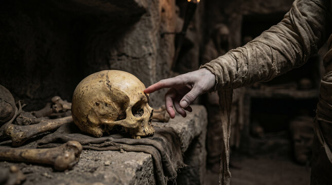 The dead body of a man miraculously coming back to life the instant it touches the bones of Elisha in a tomb.