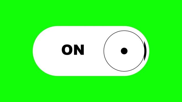 Animated Toggle Switch Button ON and OFF States on Green Screen Background