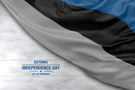Estonia independence day greetings card with flag and white background