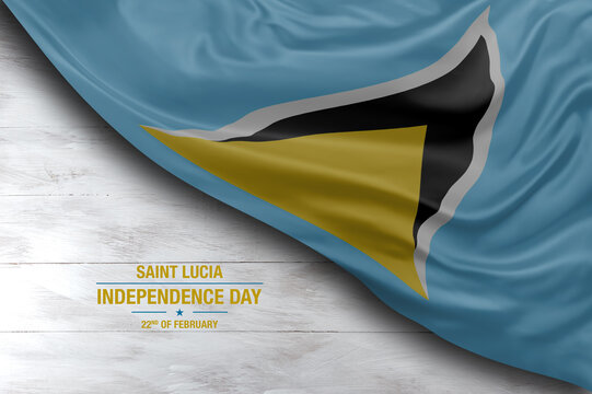 Saint Lucia independence day greetings card with flag and white background