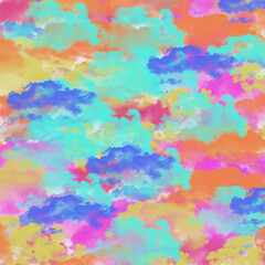Fototapeta premium Colorful sky filled with bright orange cyan and pink clouds created with a stylized artistic effect