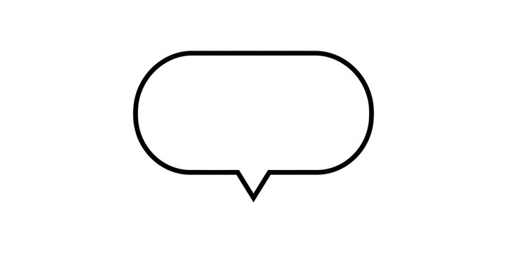 Black outline speech bubble icon for chat messaging and communication interfaces.