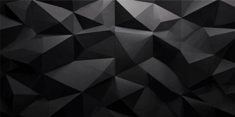 Fototapeta premium Abstract black polygon geometric background with faceted triangular shapes and modern dark vector design texture