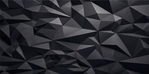 Fototapeta premium Abstract black polygon geometric background with faceted triangular shapes and modern dark vector design texture