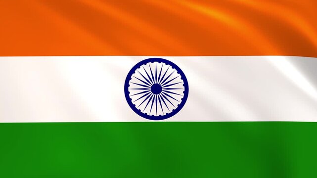 India flag waving in the wind, Indian national flag background 4k animation.