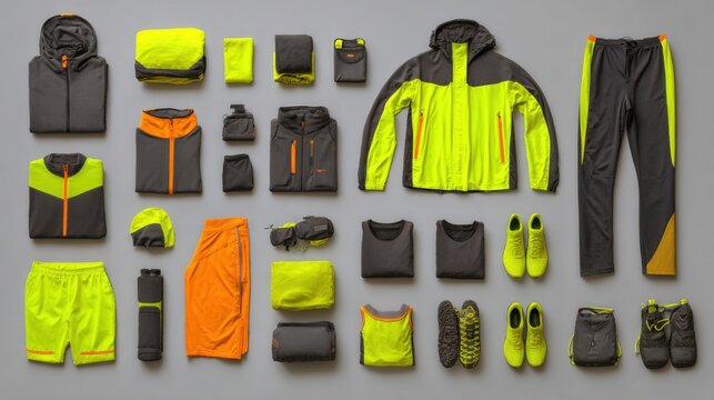 Neatly Arranged Running Apparel Flat Lay Composition