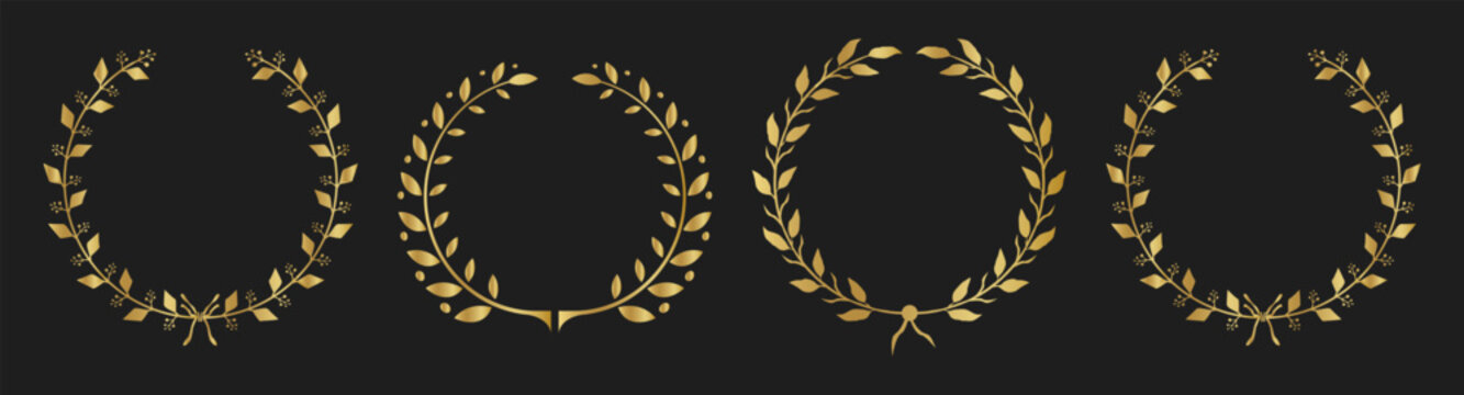Gold laurel wreath set with leafy circular variations