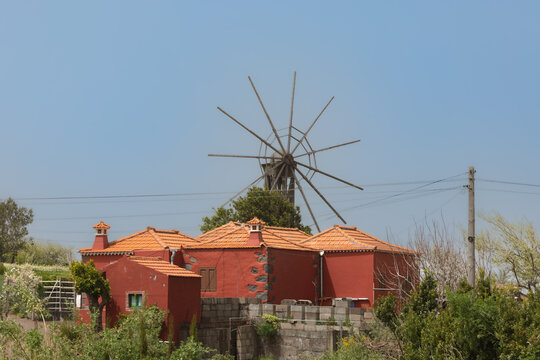 Historical windmill in Llano Negro on La Palma, Canary Islands, Spain.