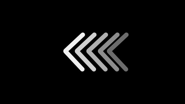 Modern leftward direction arrow chevron strip for interface motion design animation.