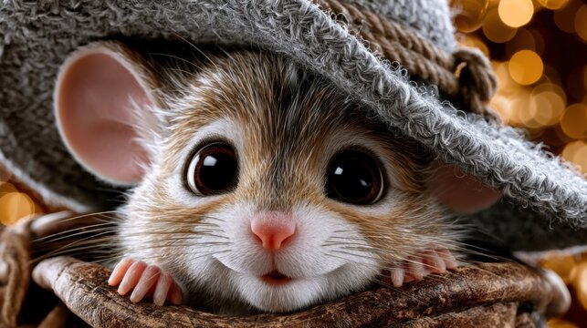 Charming Tiny Field Mouse in a Leather Boot